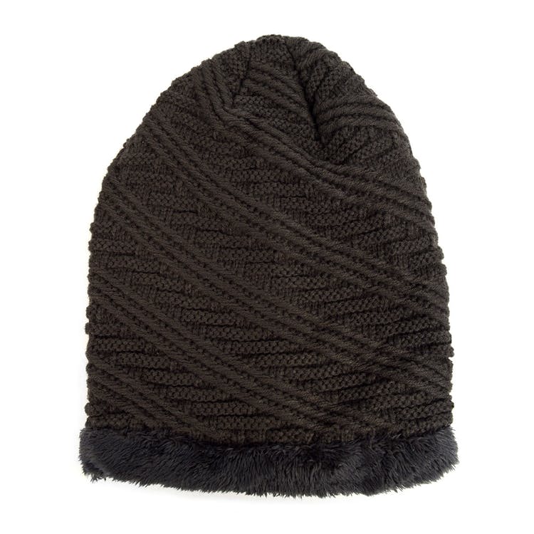 Winter Beanie Hats - Charcoal Faux Fur Lined 1