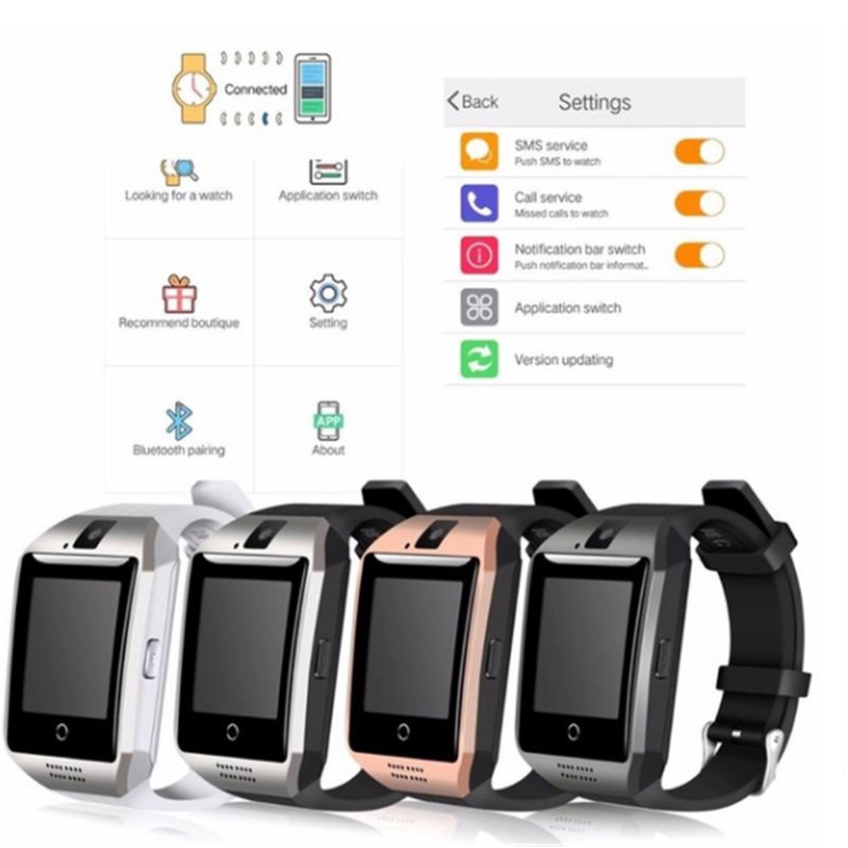 Q18 Smart Watch Touchscreen Sweatproof with Card Slot 3