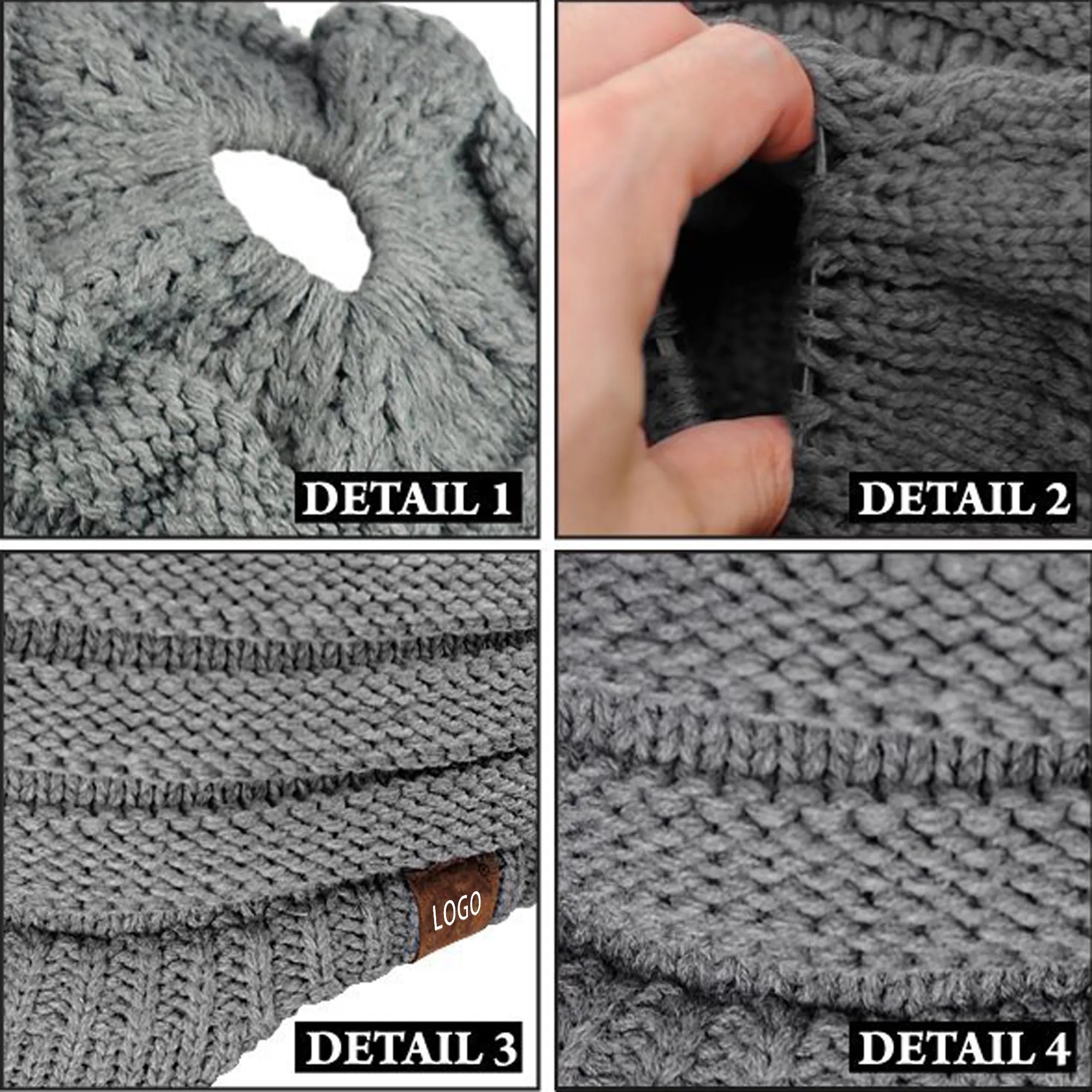 Knit Beanie Tail Hat For Adults 7