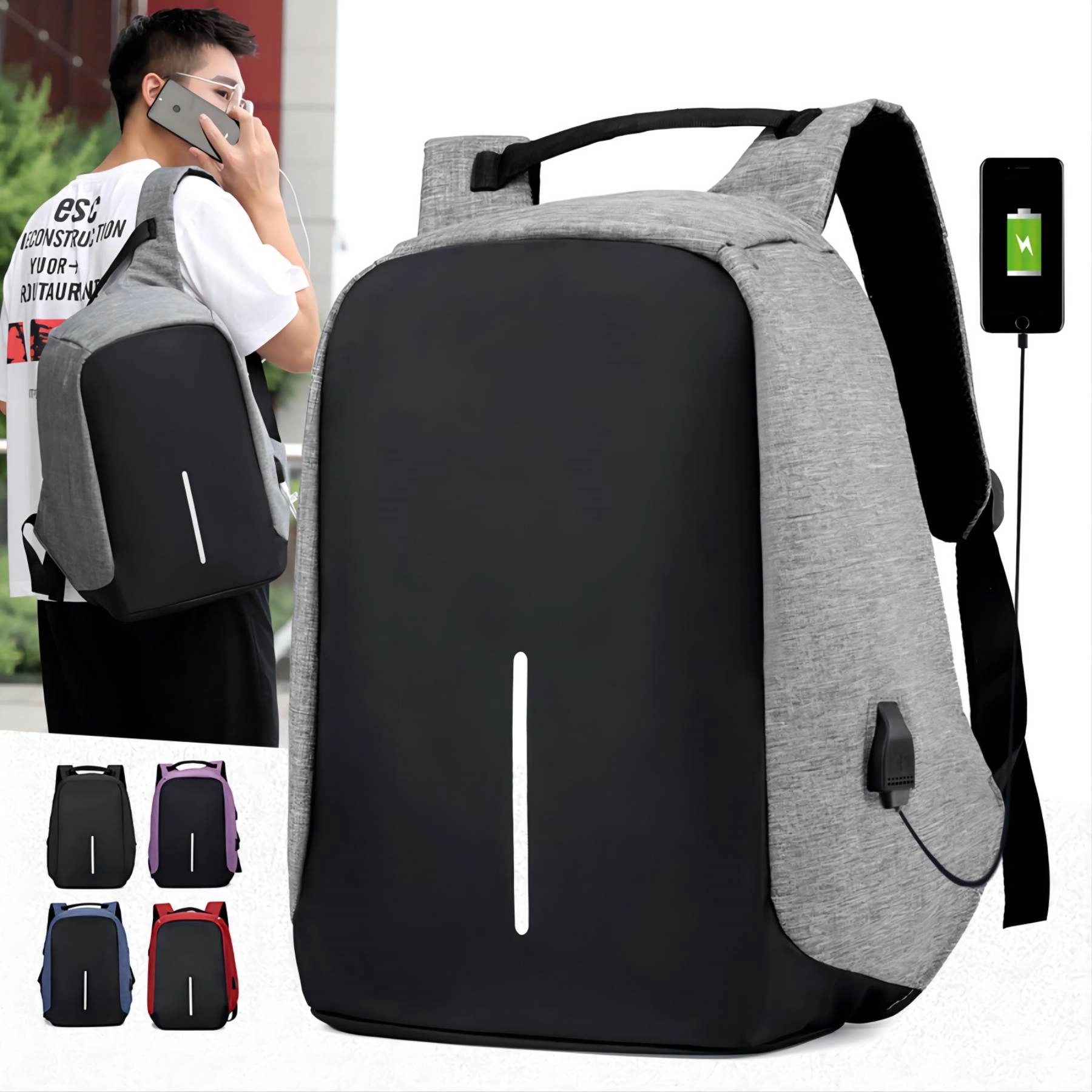 Travel Laptop Backpack w/ USB Charging Port 2