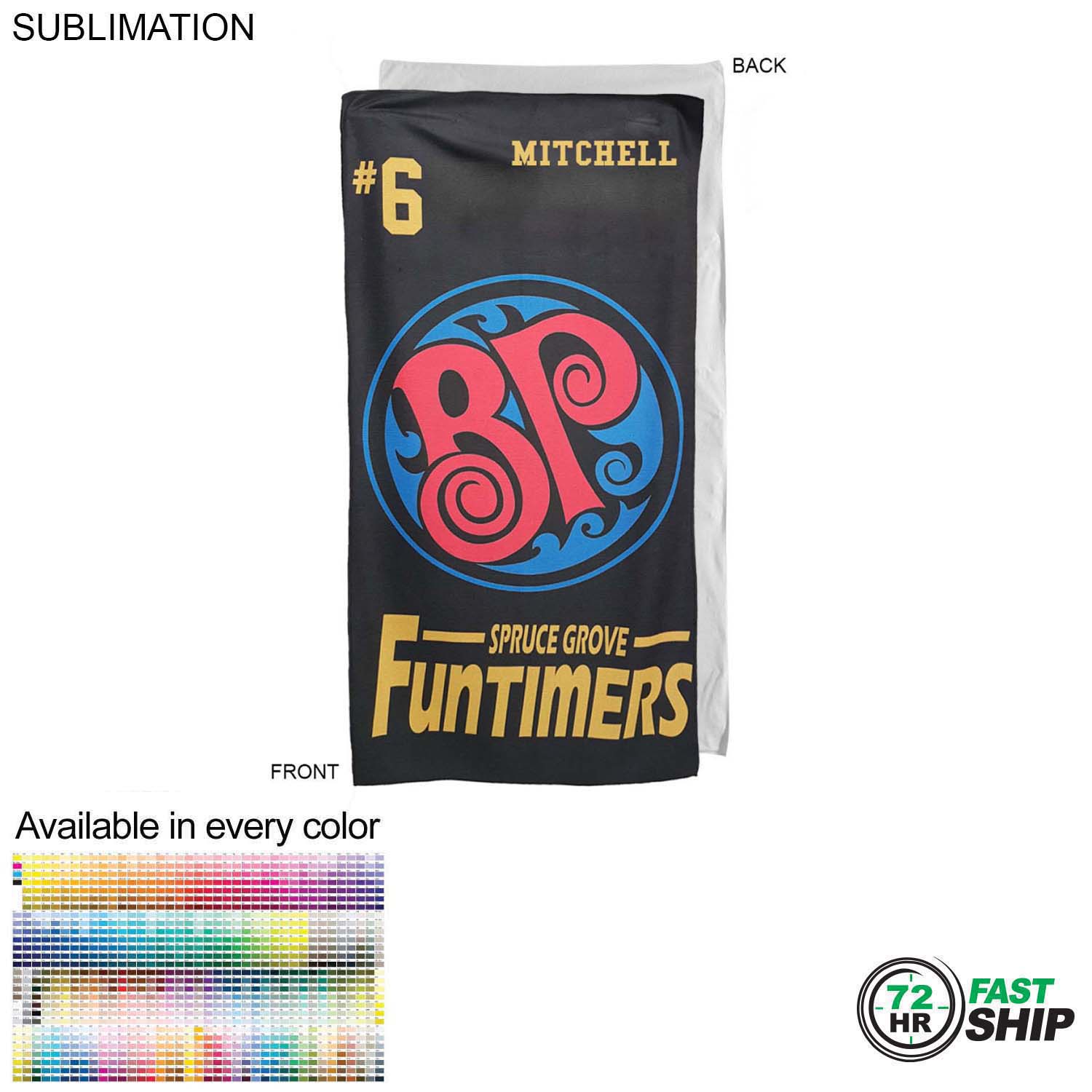 72 Hr Fast Ship - Team Towel in Microfiber Dri-Lite Terry, 30x60, Sublimated Shower Towel 3