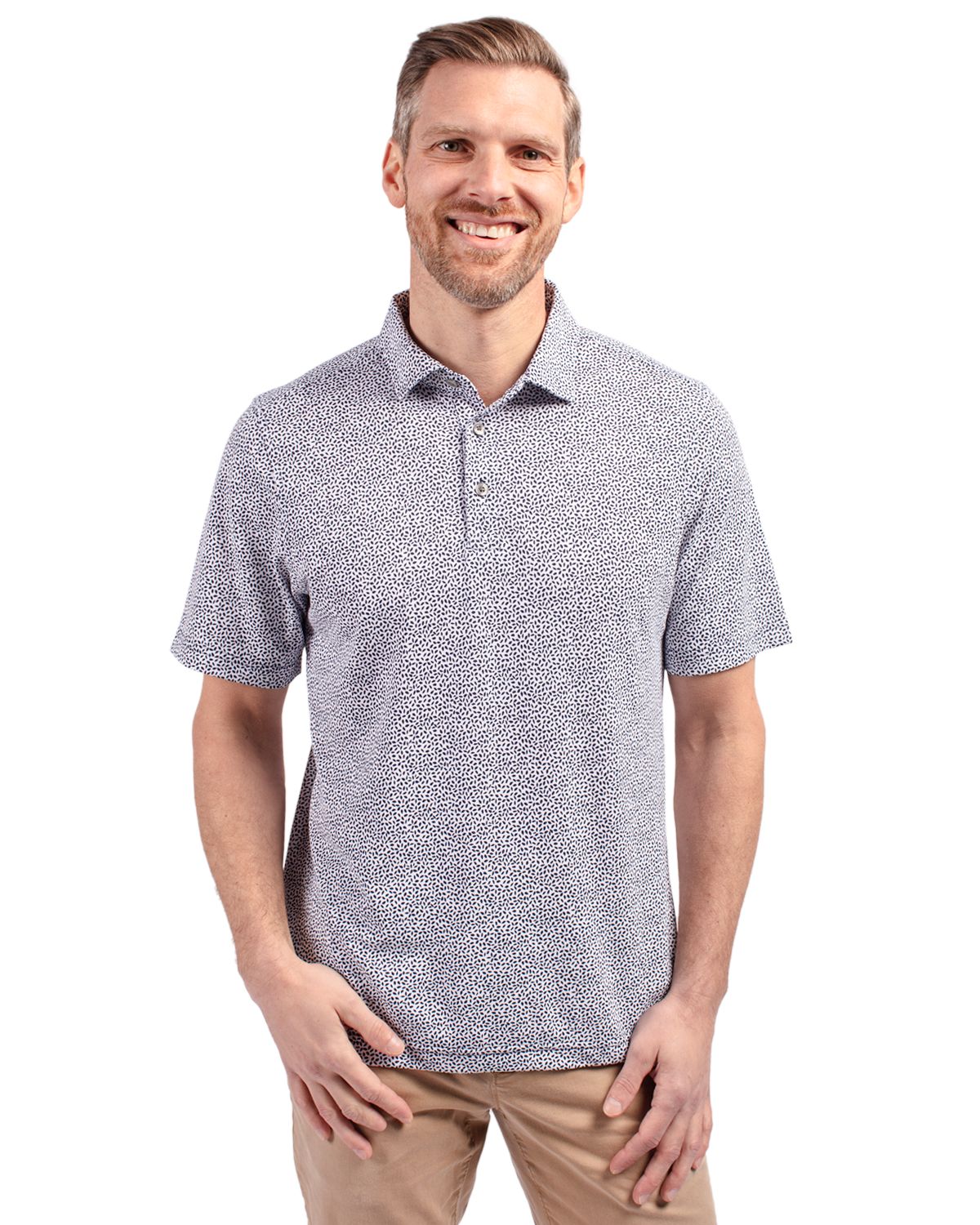 Cutter & Buck Virtue Recycled Botanical Print Featherlight Pique Mens  Polo 86