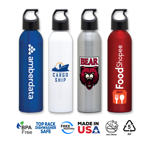Aluminum Bottle USA Made- 240z, custom water bottle with logo imprint 2