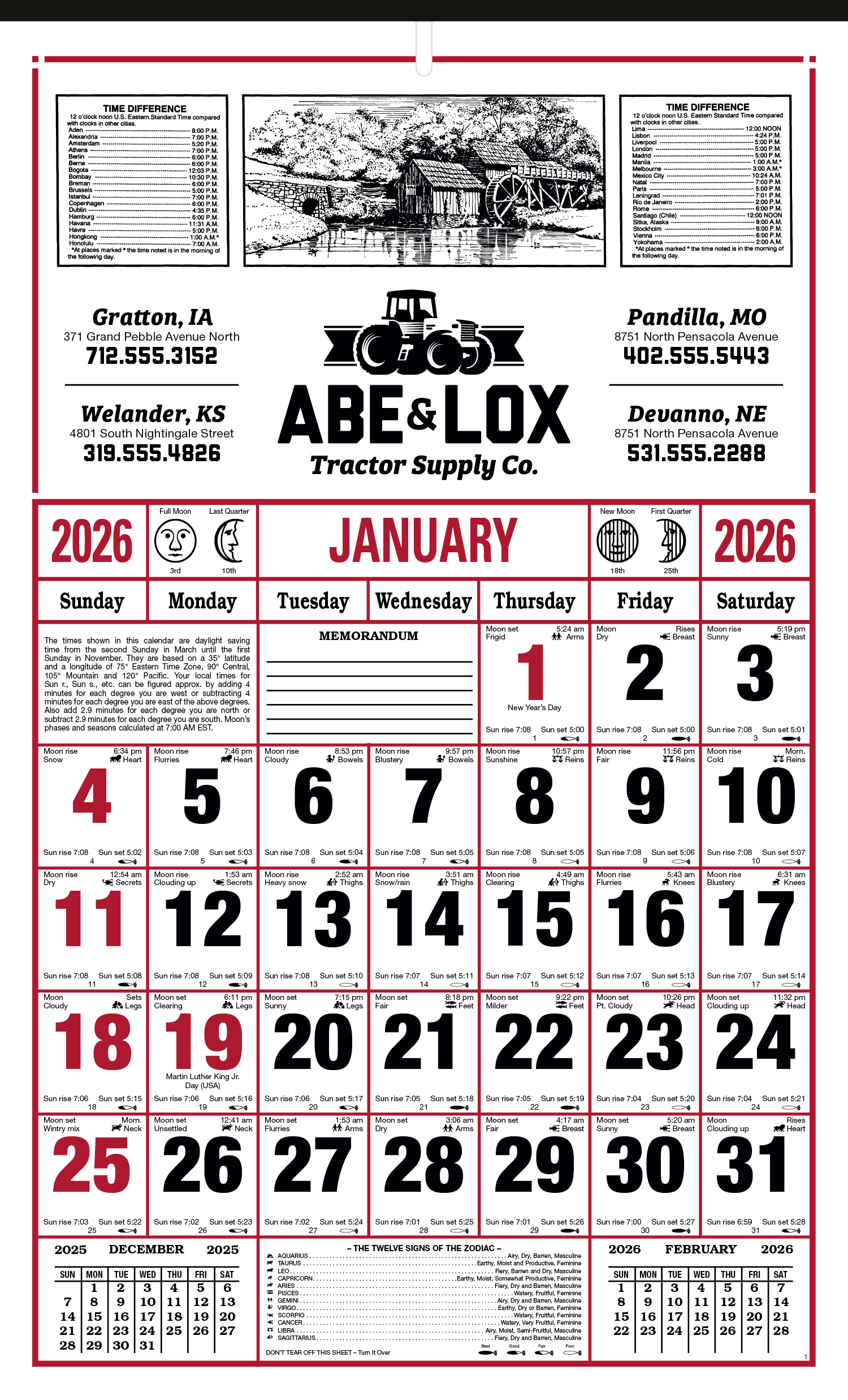 Skinner & Kennedy® 8-Sheet Almanac Calendar 34