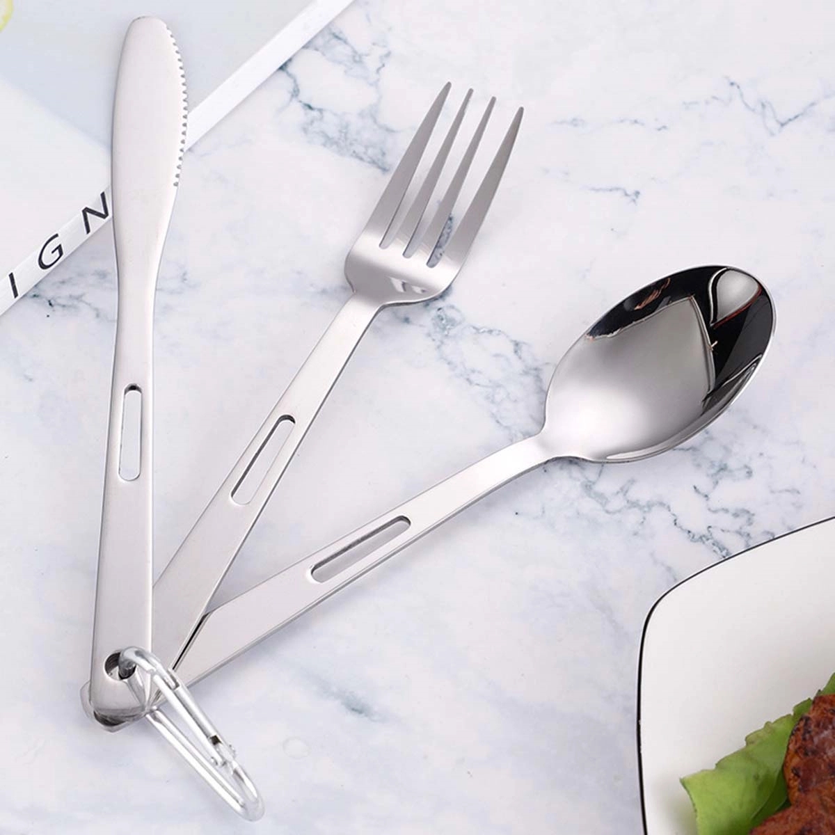Stainless Steel Cutlery Set With Carabiner 2