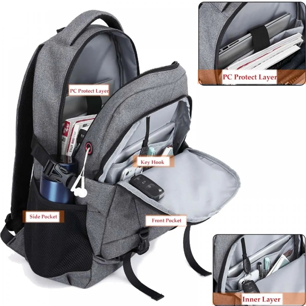 Large Capacity Business Backpack Men's Travel Laptop Bag 3