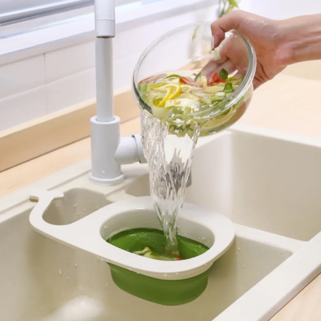 Whale Foldable Drain Basket Food Residue Filter Net 7