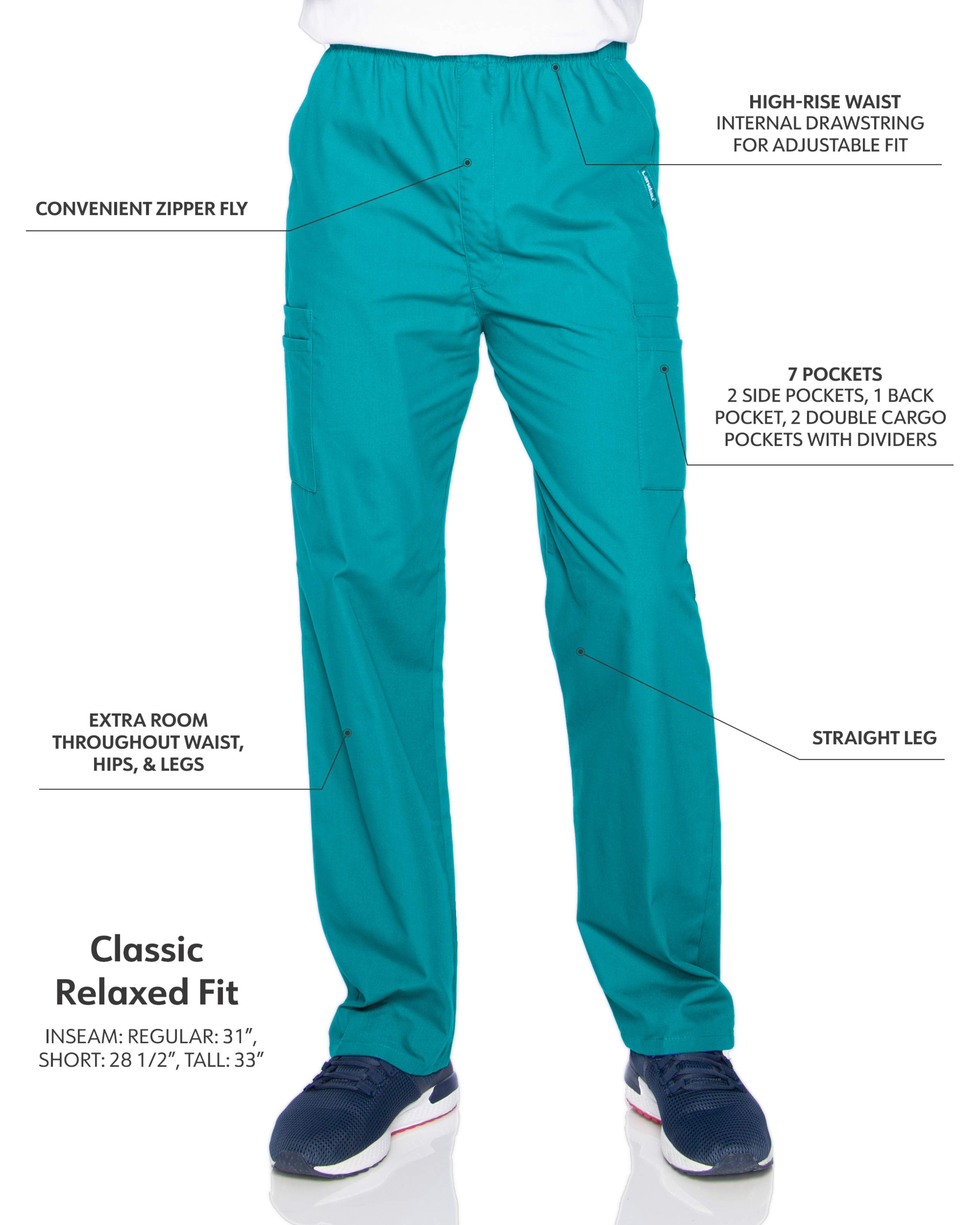 Landau - Essentials - Men's Seven-Pocket High-Rise Elastic Waist Cargo Pant 7