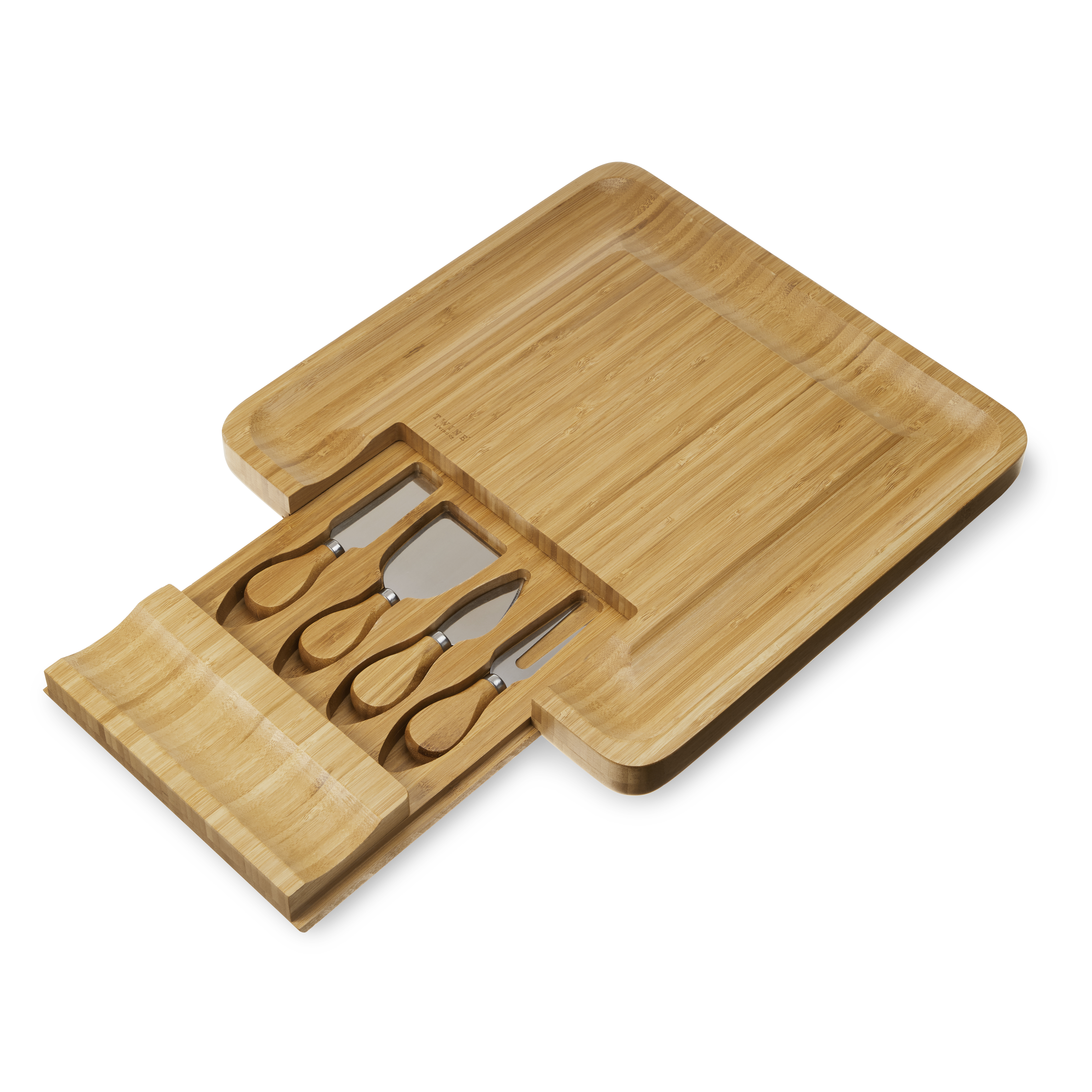 Twine Living® Bamboo Cheese Board and Knife Set 3