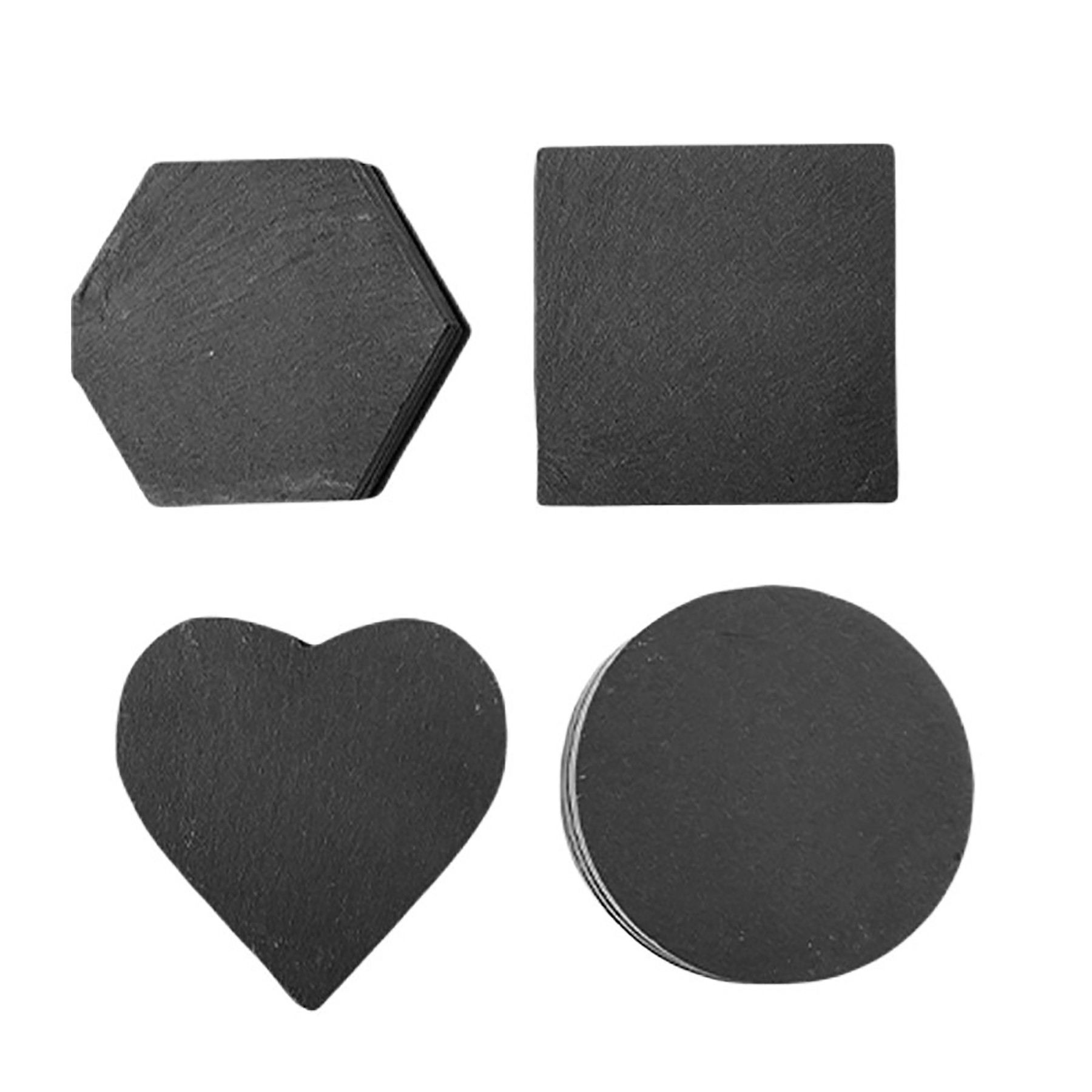 Natural Heart-Shaped Circular Slate Coaster 1