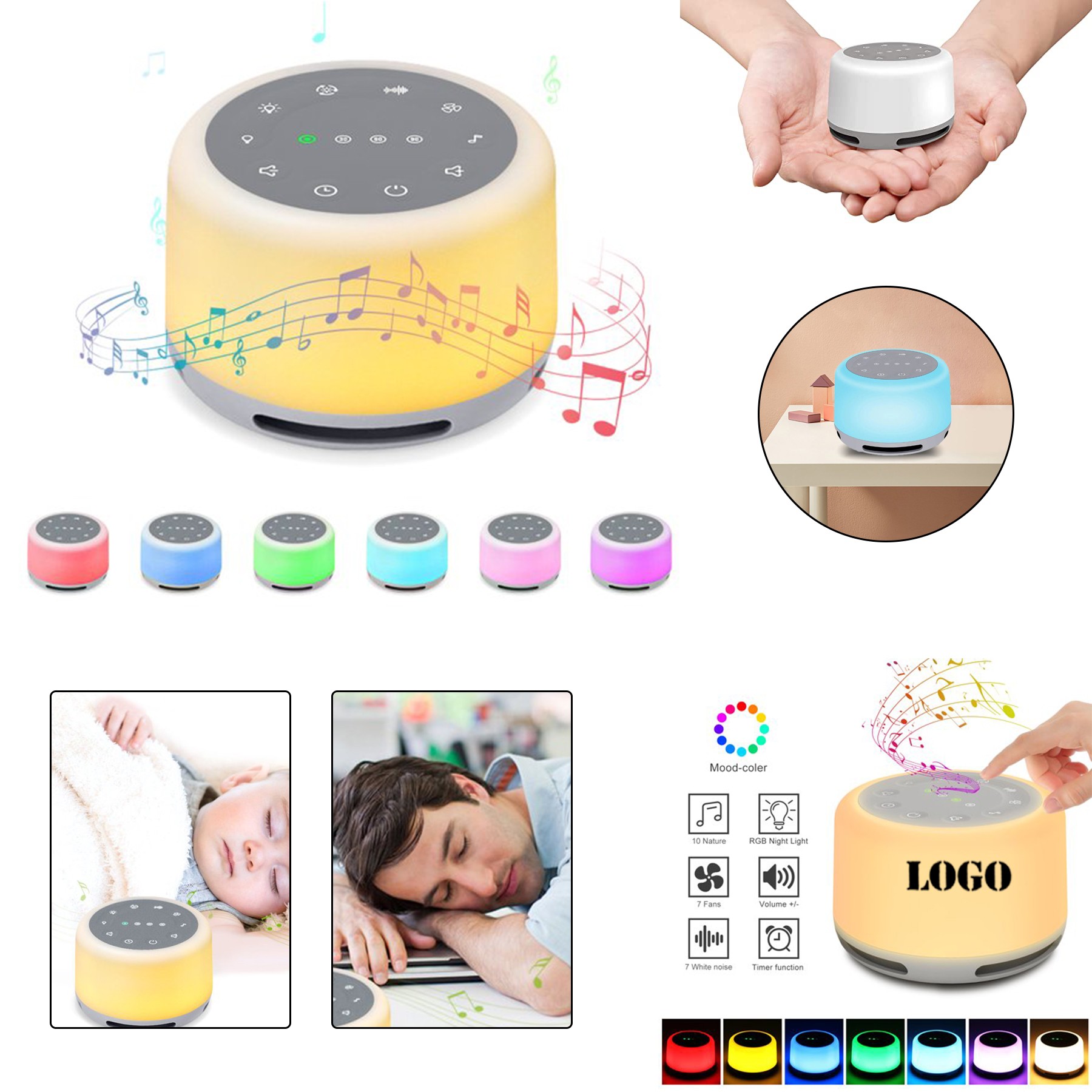 White Noise Sound Machine with Mood Light 1