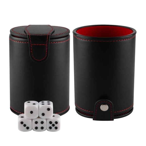 PU Leather Dice Cup Set with Storage Compartment 2