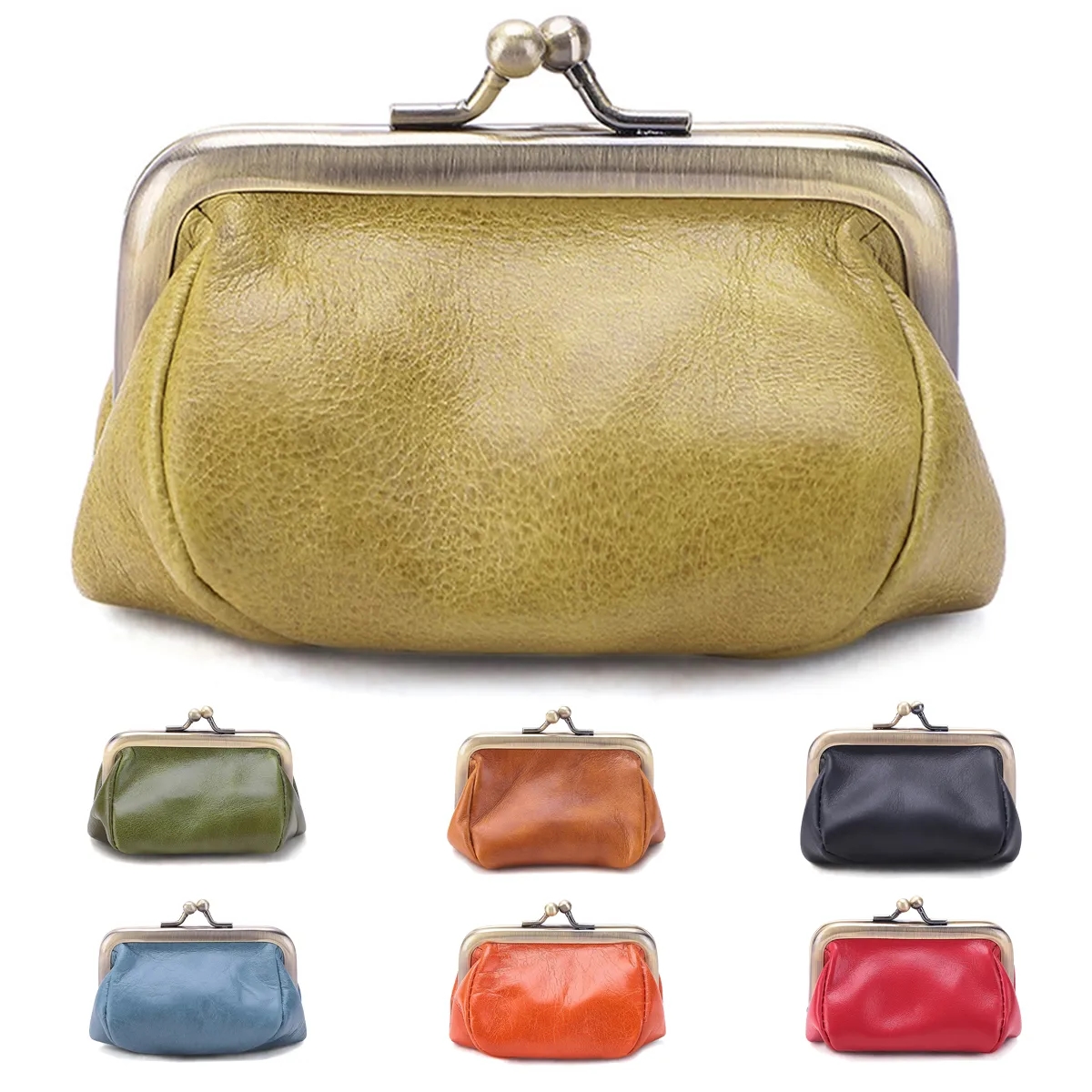 Leather Kiss Lock Coin Purse Wallet 4