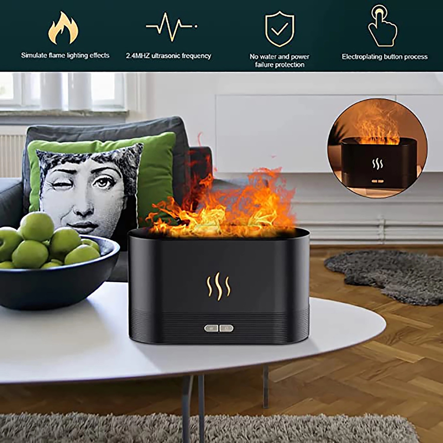 Flame Aroma Diffuser Cool Mist Humidifier 6