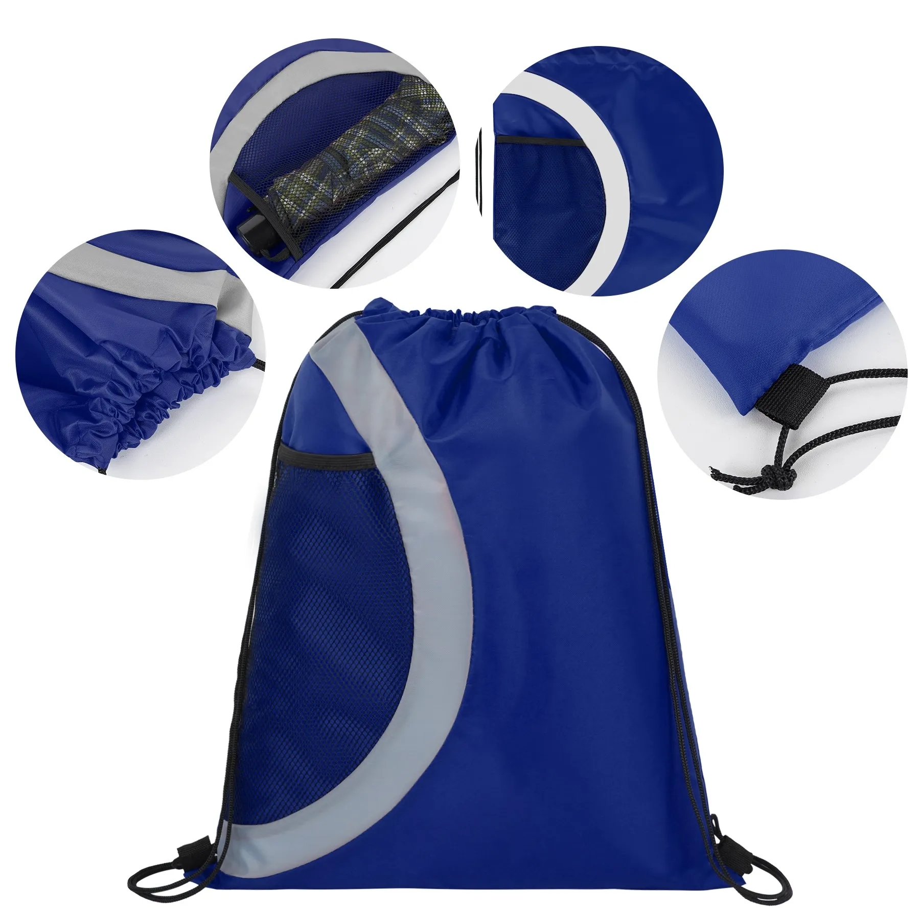 Heavy Duty Drawstring Cinch Up Side Mesh Pocket Backpack 6