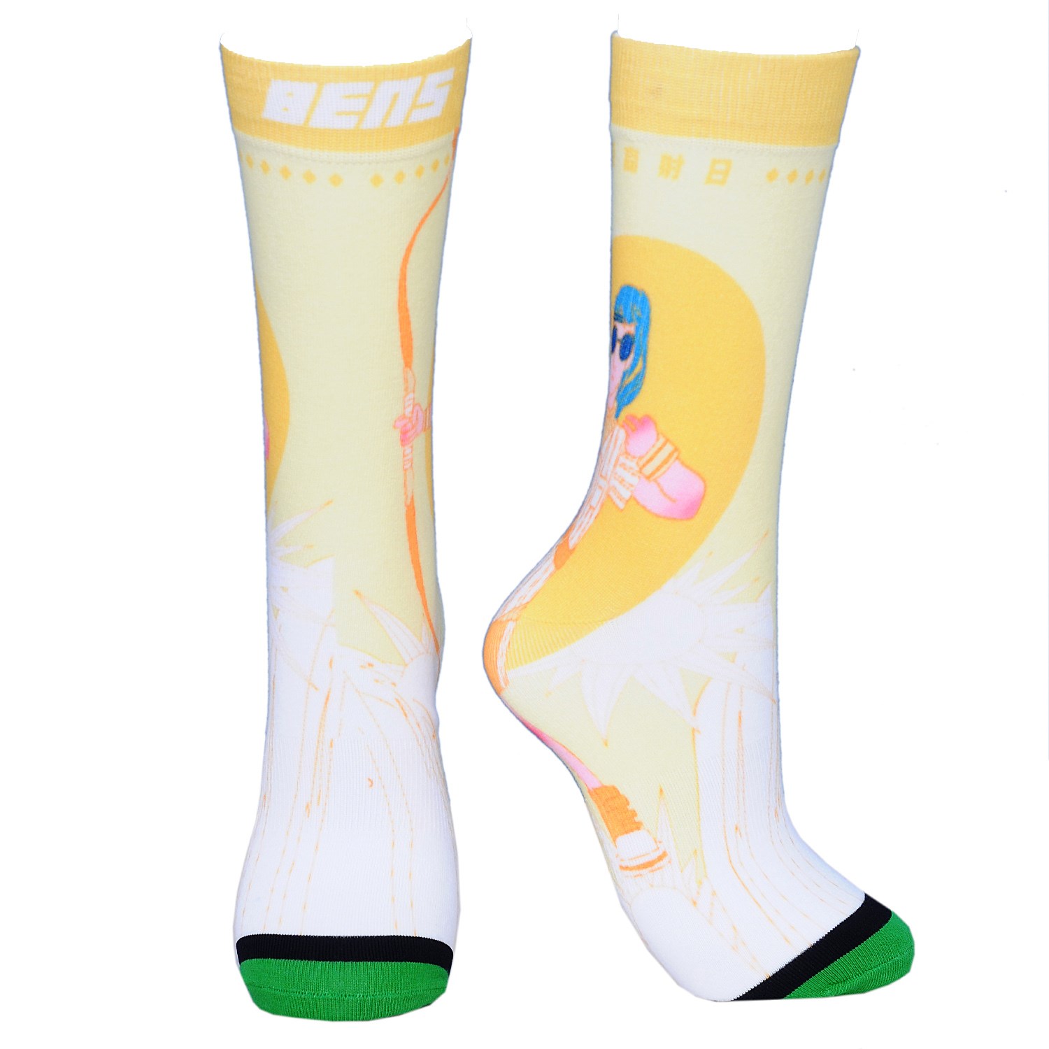 Crew 360 digital print colored toe unisex socks