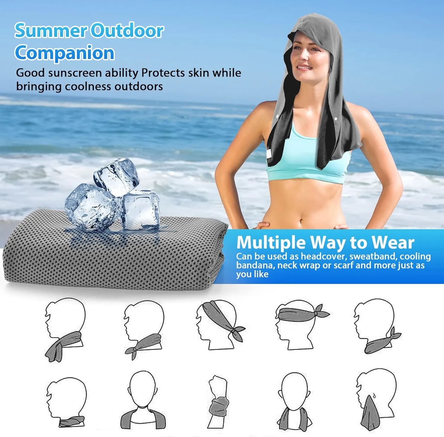 UPF 50 Sun-protective Cooling Hoodie Towel 3