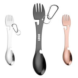 Versatile 2 In 1 Dual Head Stainless Steel Fork Spoon With Carabiner 11