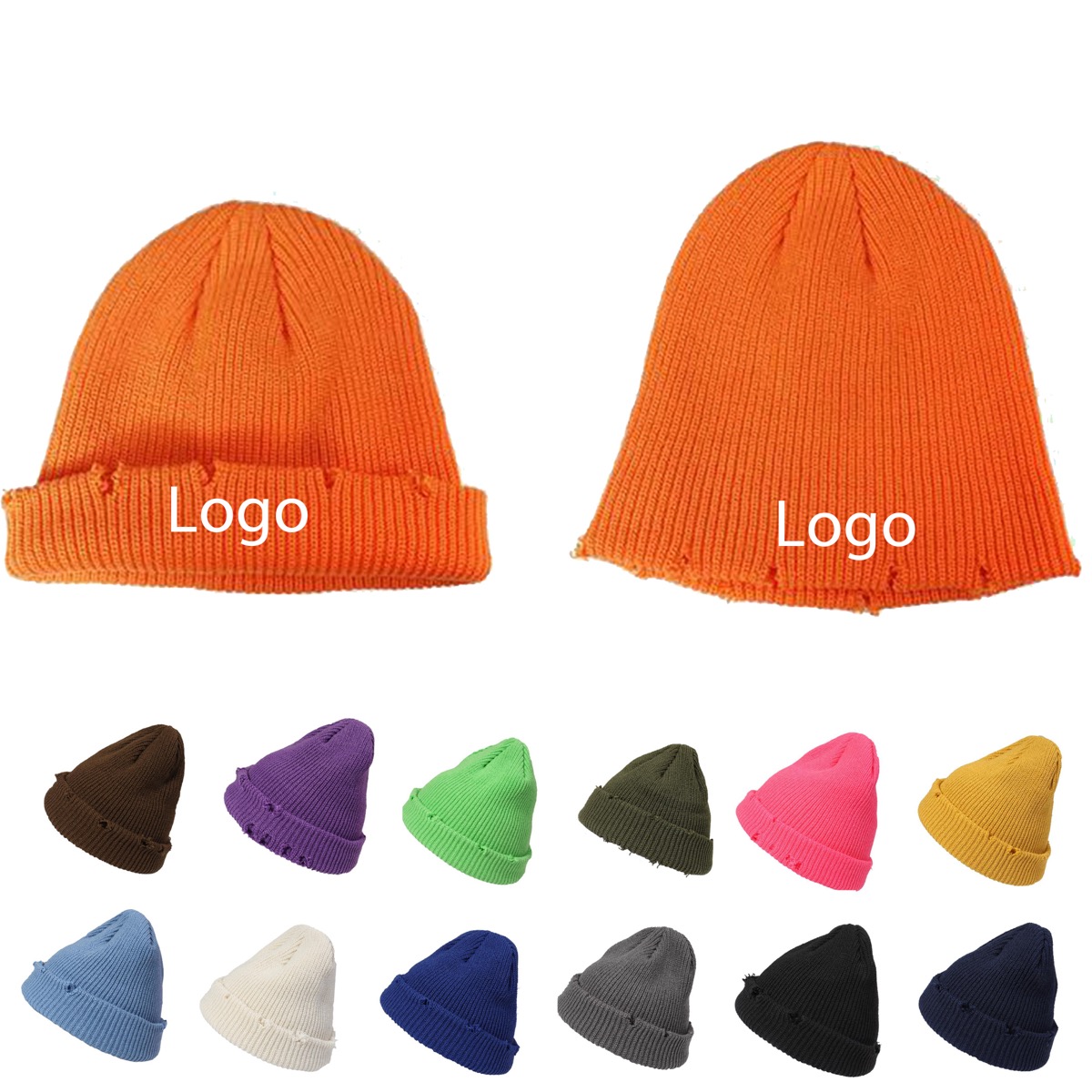 Cuffed Broken Hole Hat Ripped Winter Knitted Skull Beanie 5