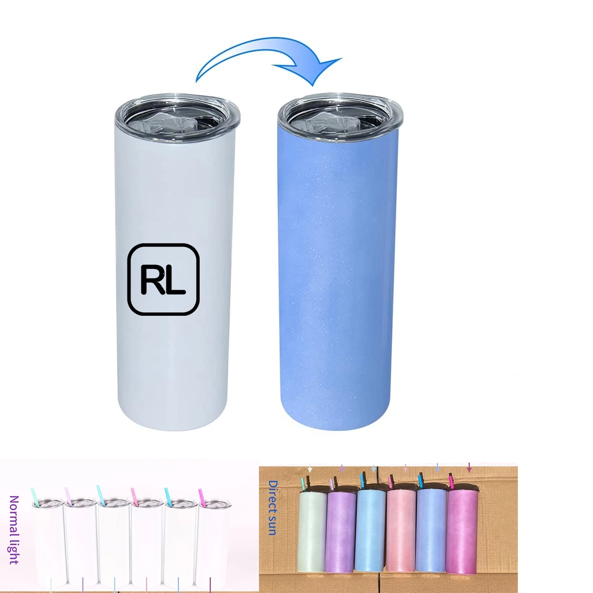 20 Oz Skinny Stainless Steel Uv Color Changing Tumbler 2