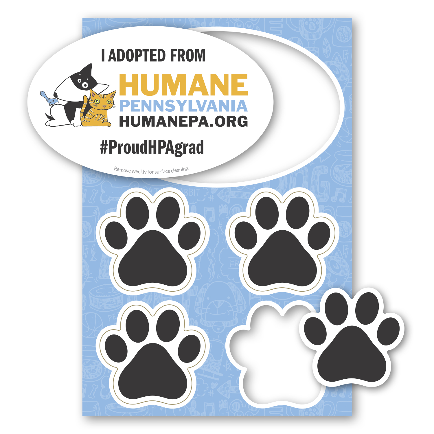 2 in 1 Oval Car Magnet with 4 Paw Prints 4