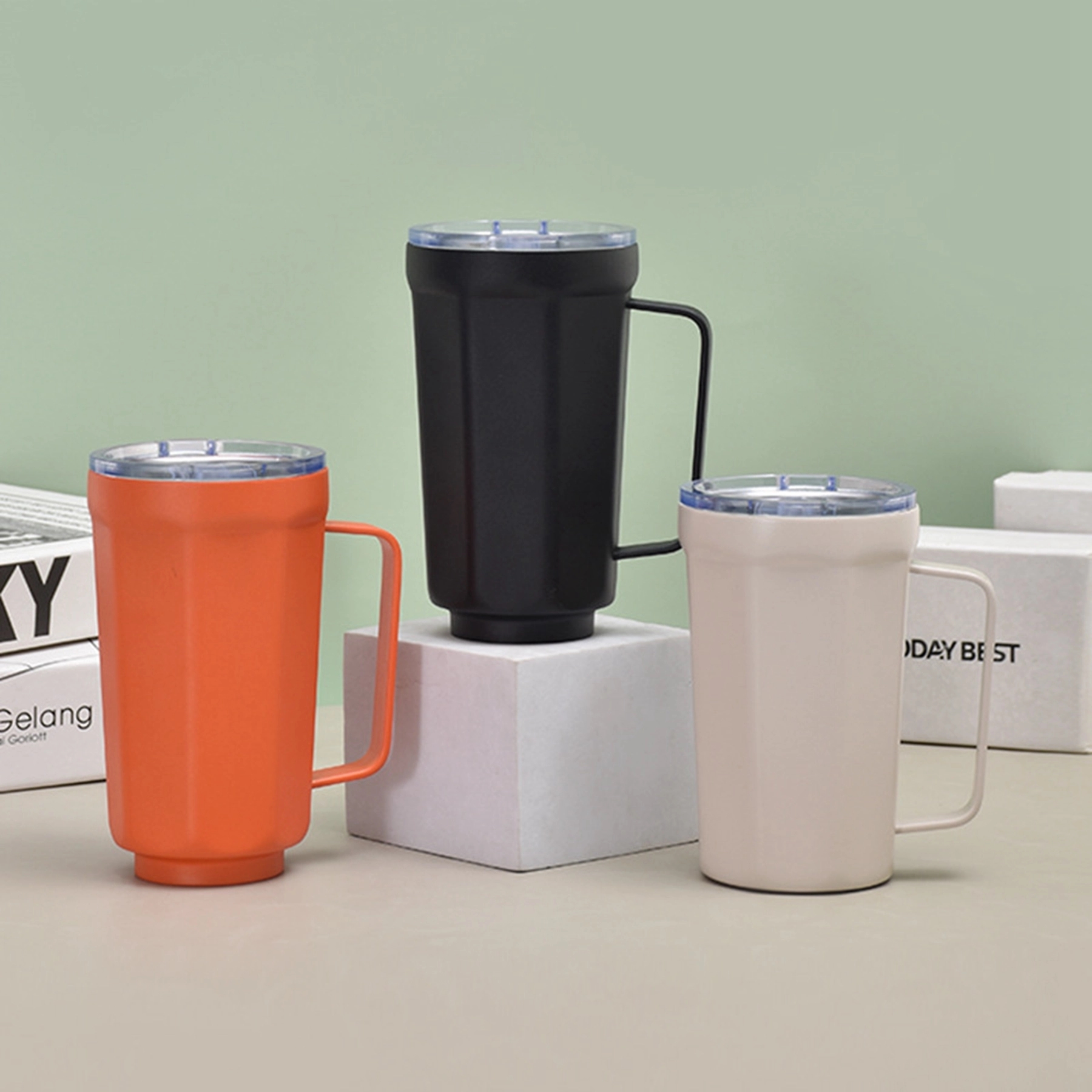 14 Oz. Double Walled Stainless Steel Coffee Mug with Handle 6