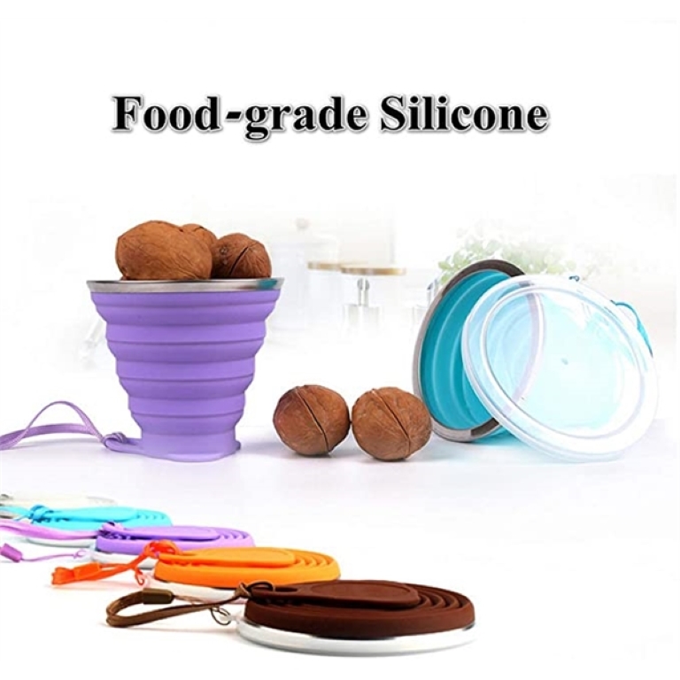 Silicone Folding Camping Cup with Lids 7