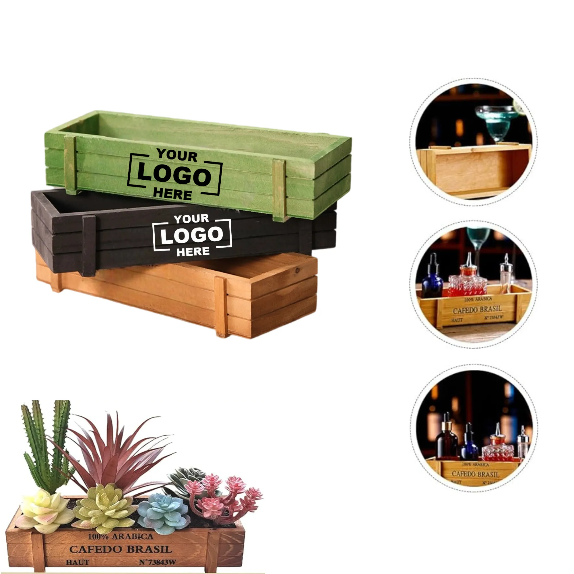 Wooden Rectangular Flower Pots