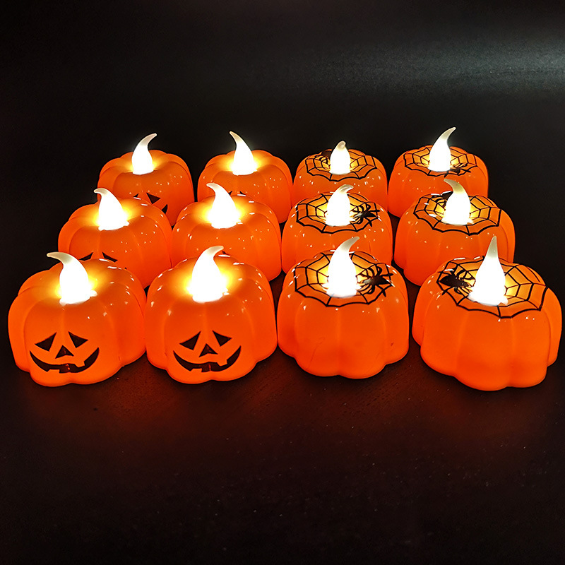 LED Orange Pumpkin Lights/ /Halloween Thanksgiving Flickering Tealight Candle 1