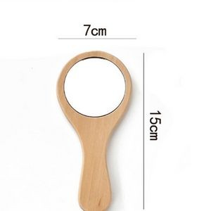 Round Portable Makeup Reusable Holding Wooden Mirror 2