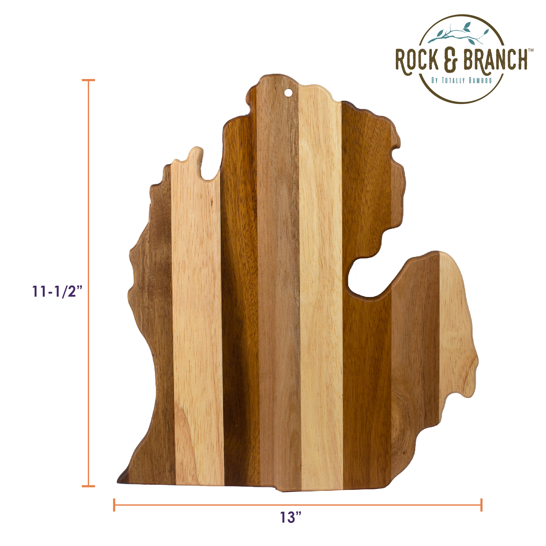Rock & Branch® Shiplap Series Michigan State Shaped Wood Serving and Cutting Board 6