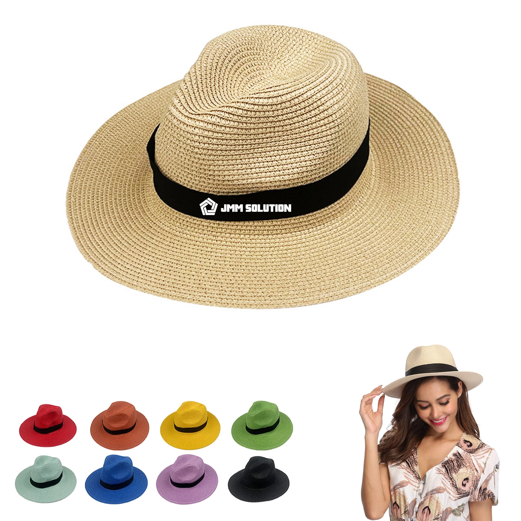 Wide Brim Straw Bucket Hat 2