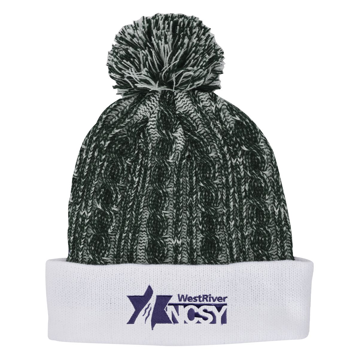 Casey Cable Knit Pom Beanie With Cuff 11