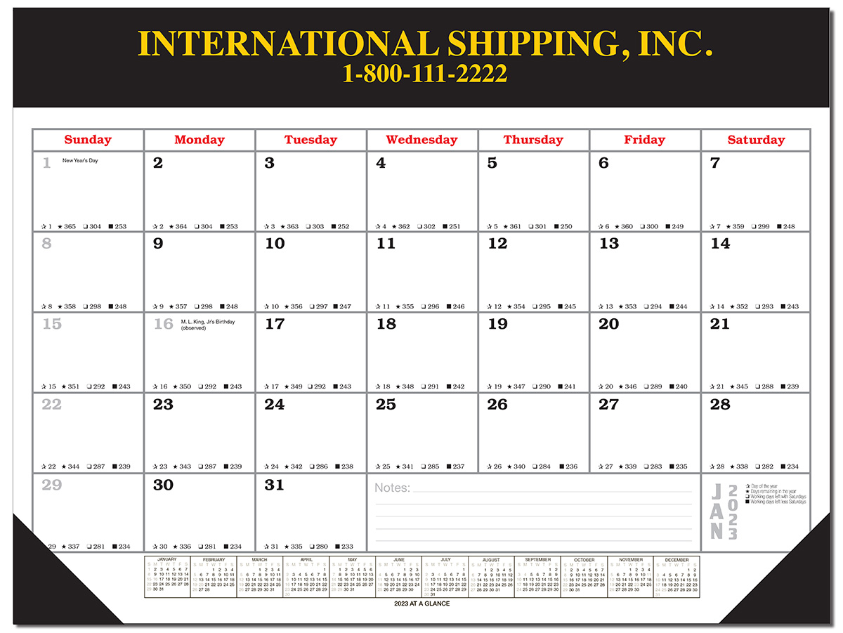 12 Sheet Desk Pad Calendar w/Vinyl Top & Corners