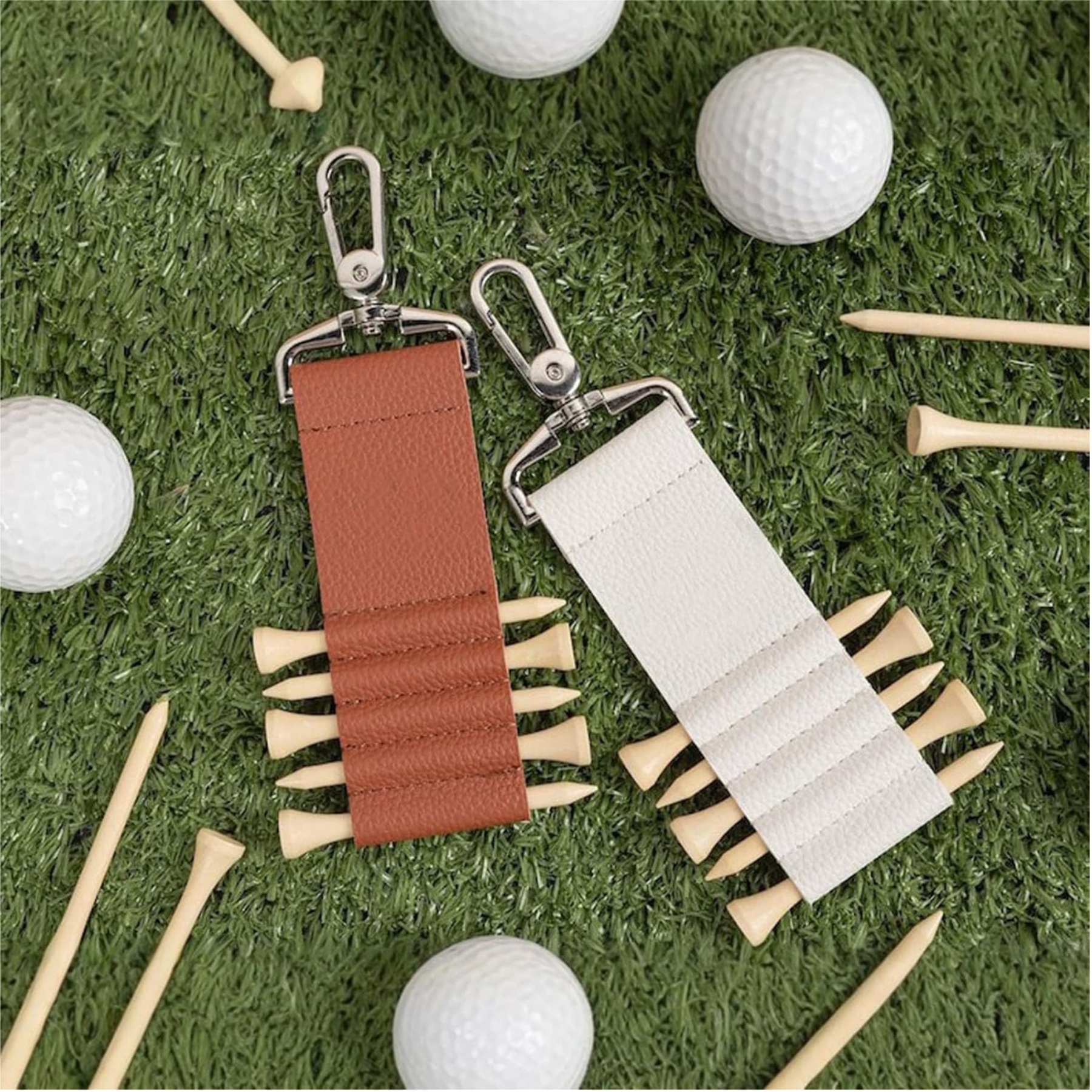 Leather Golf Tee Holder with Carabiner Clip 3