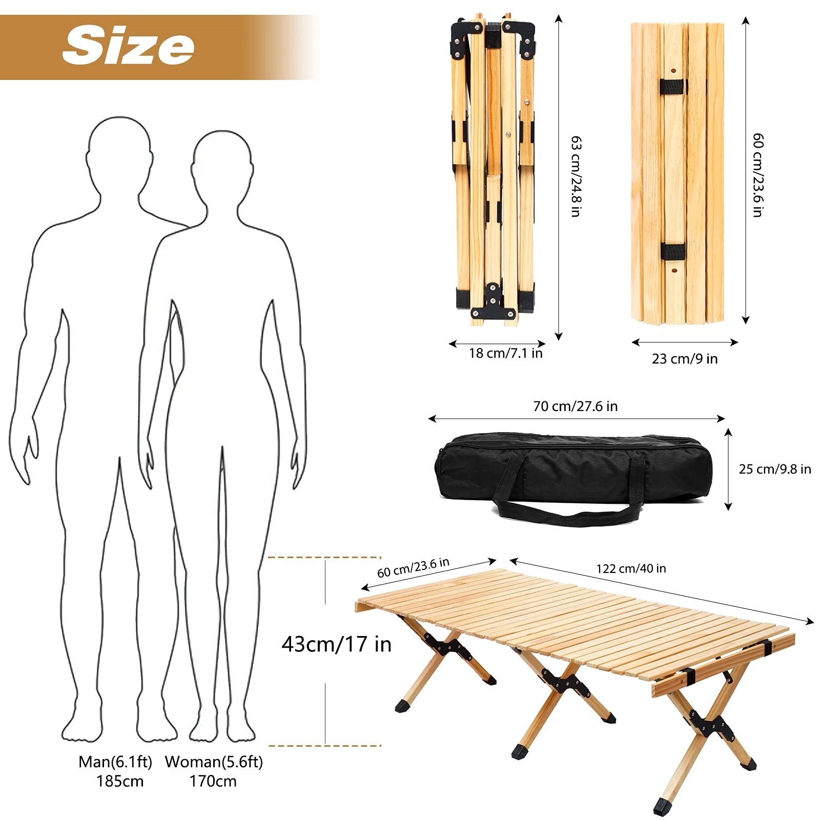 Folding Wooden Travel Camping Table 2