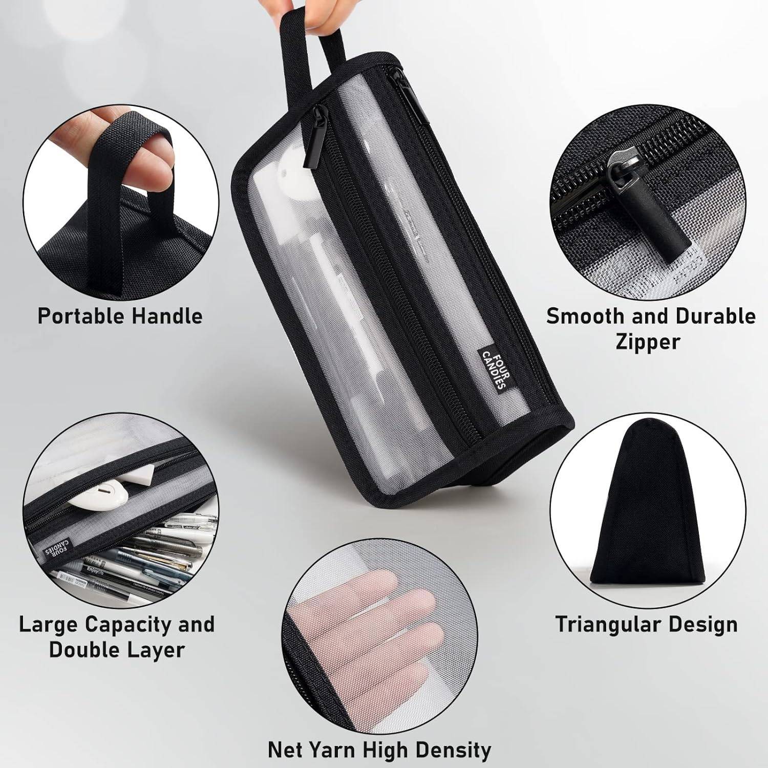 Mesh Pencil Case w/ Handle and Zipper 11