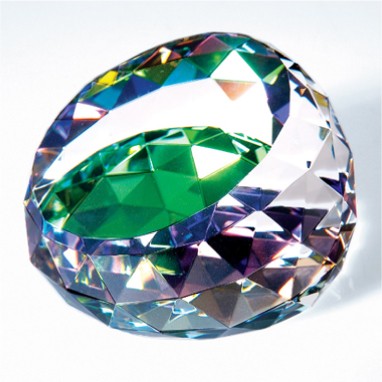 Gem Cut Crystal Paperweight - Color coated 1