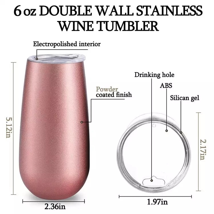 6 Oz. Double Wall Stainless Steel Wine Tumbler 20