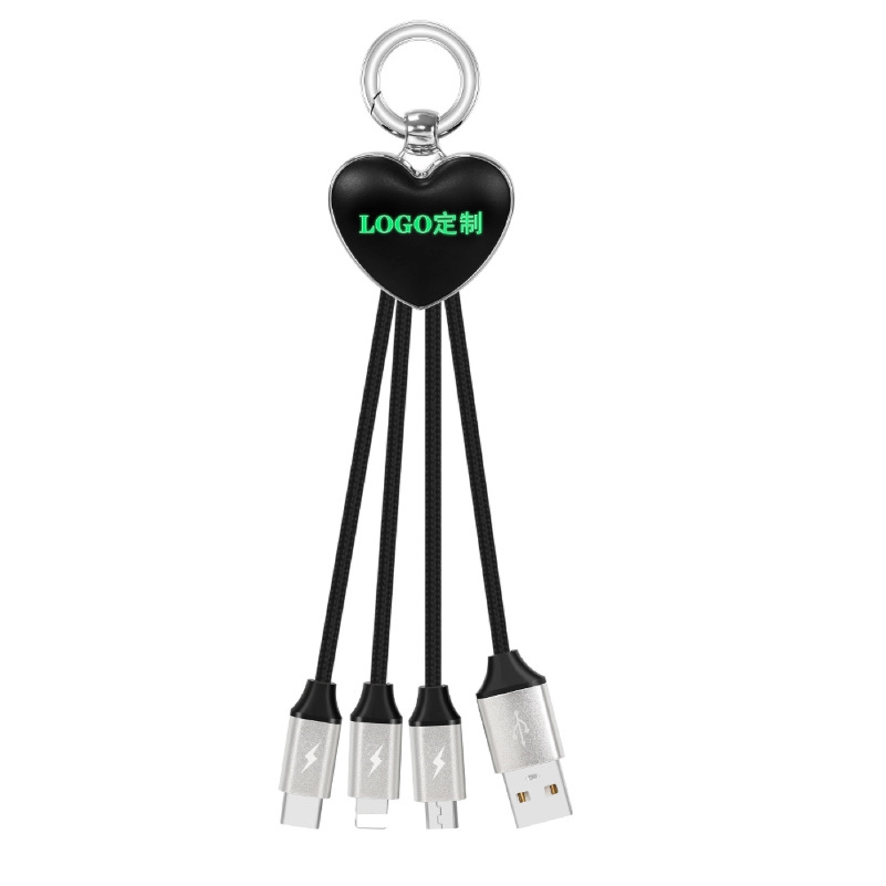Braided 3 in 1 USB Charging Cable with LED Logo 3