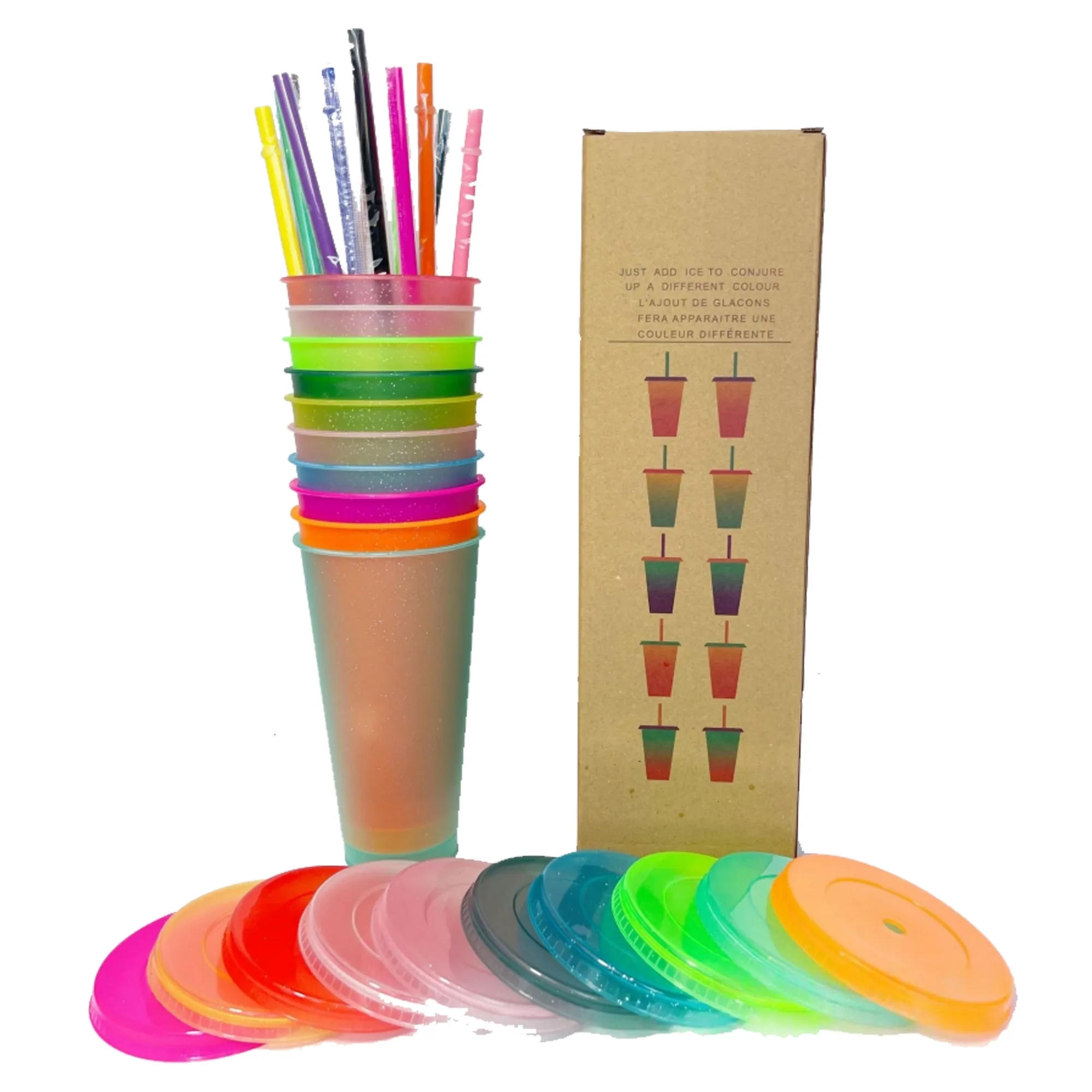 24Oz Glitter Straw Cup - Large-Capacity Single-Layer 1