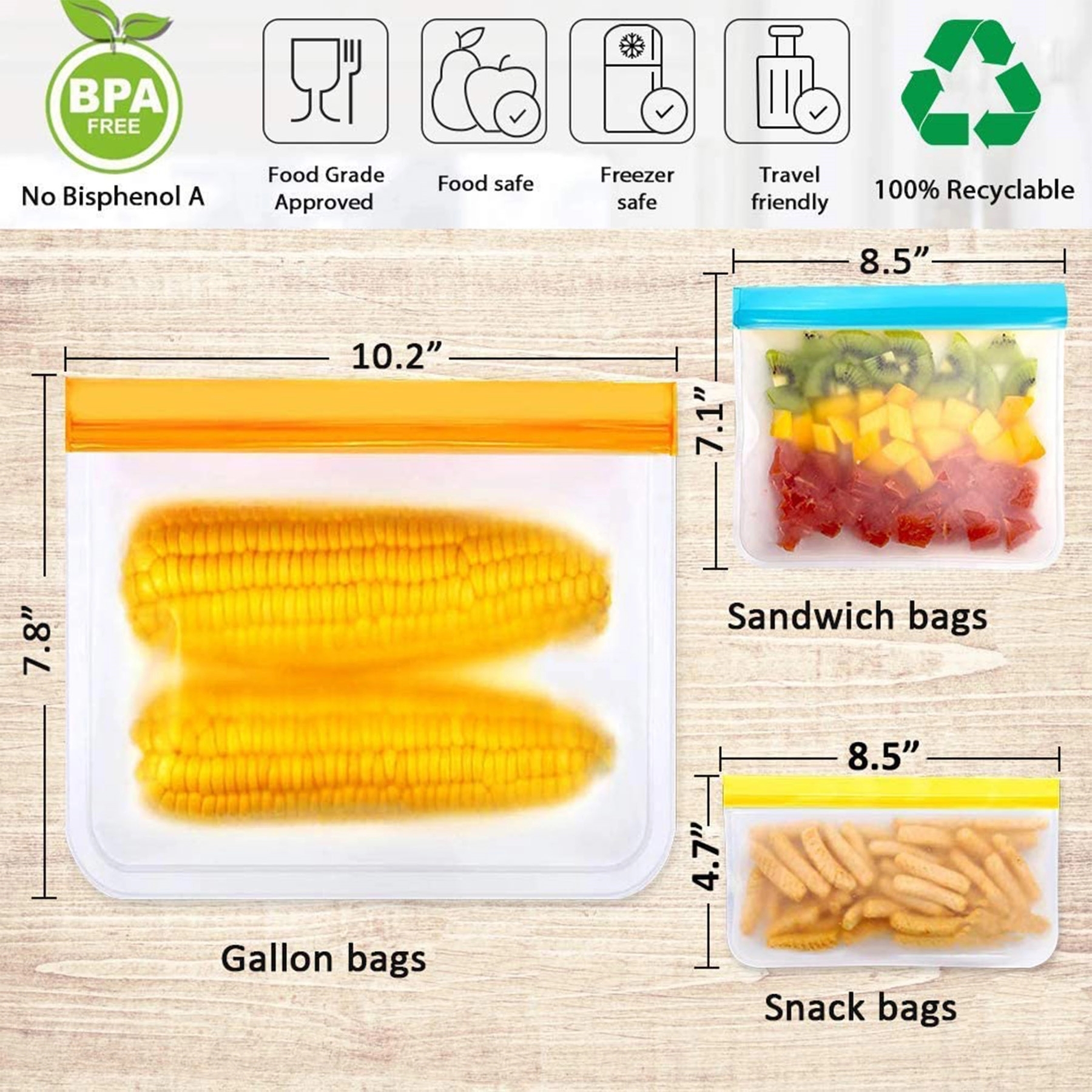 Reusable Storage Freezer Food Bags 3