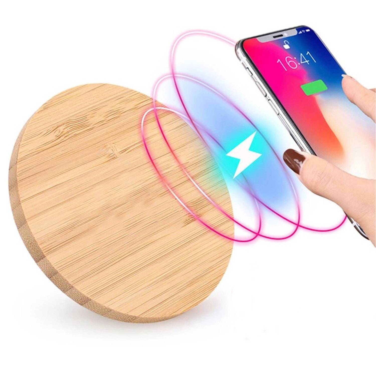 Round Wooden Wireless Charger 5