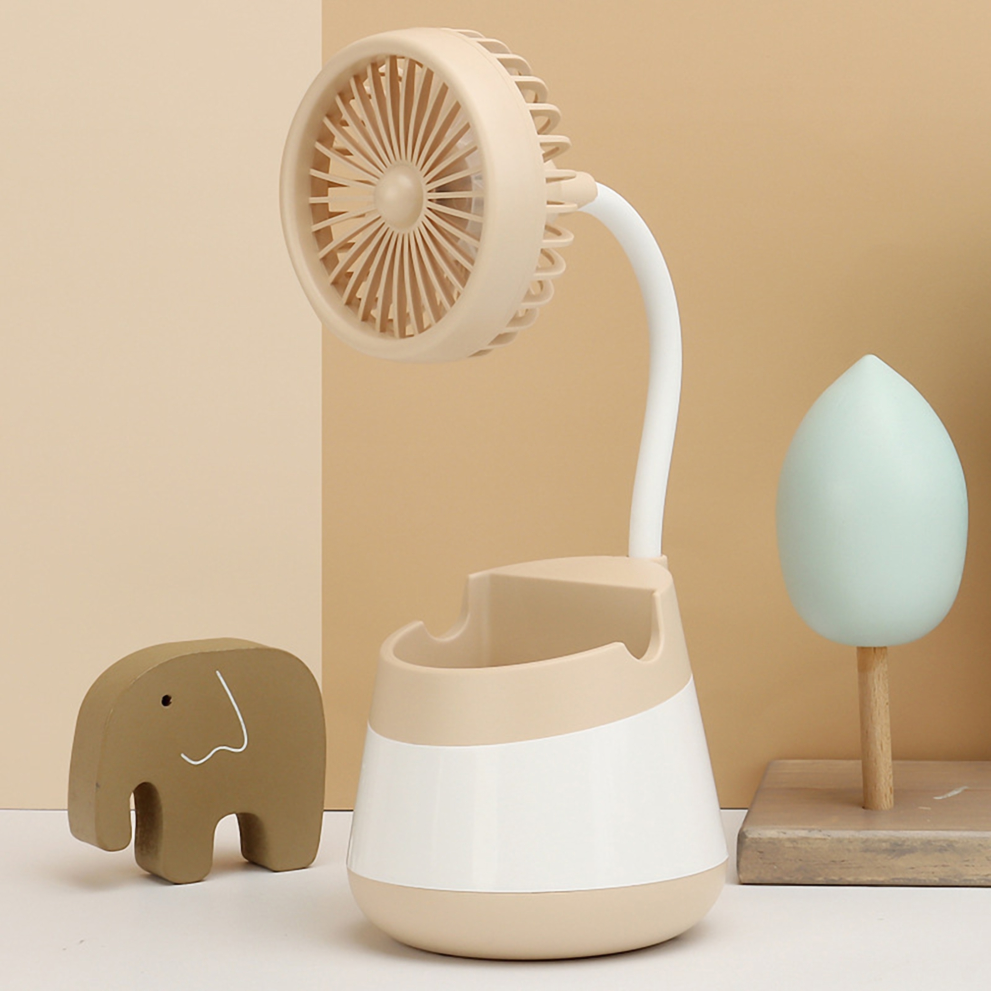 Portable USB Handheld Fan w/Phone Holder 4