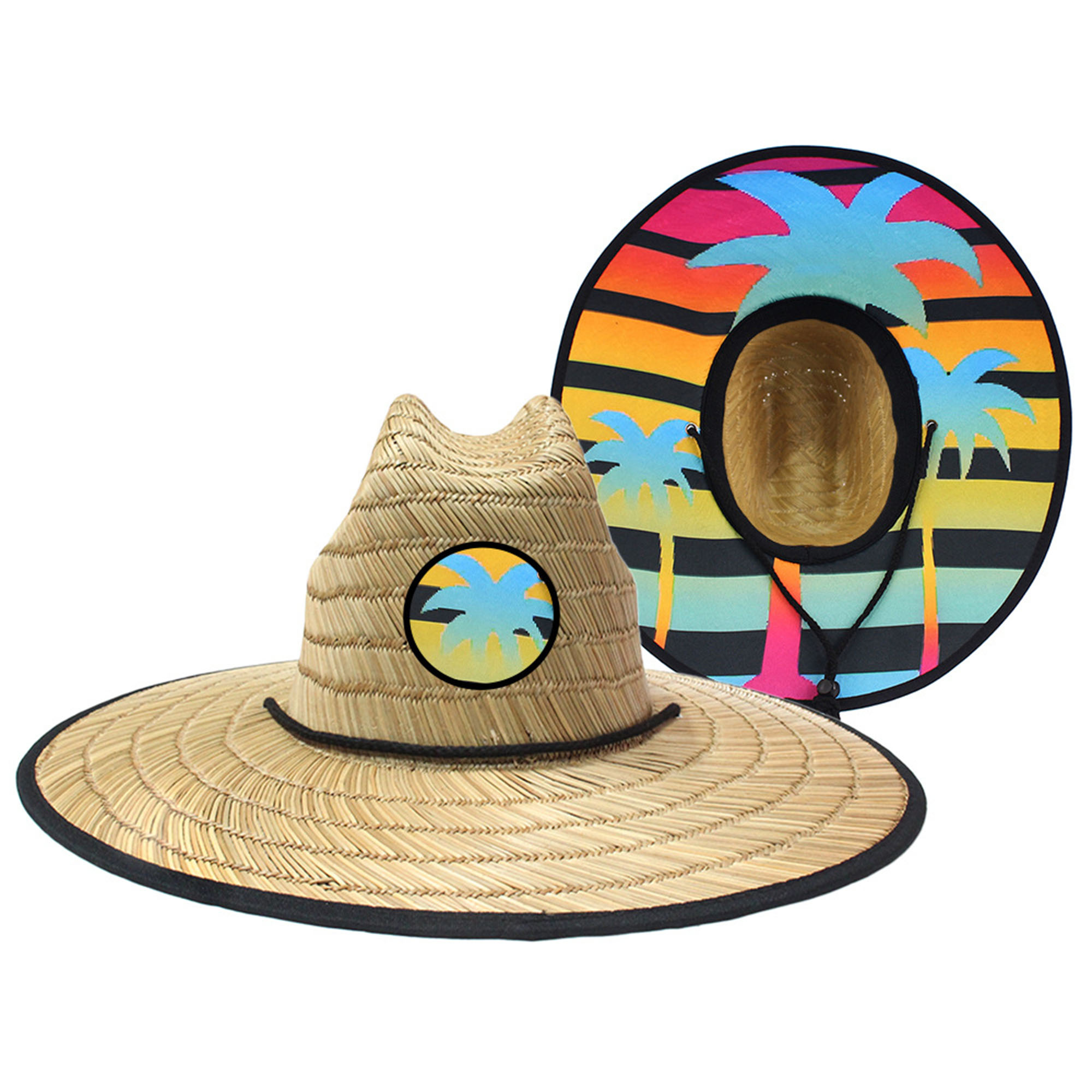 Wide Brim Straw Lifeguard Hat With Custom Logo 2