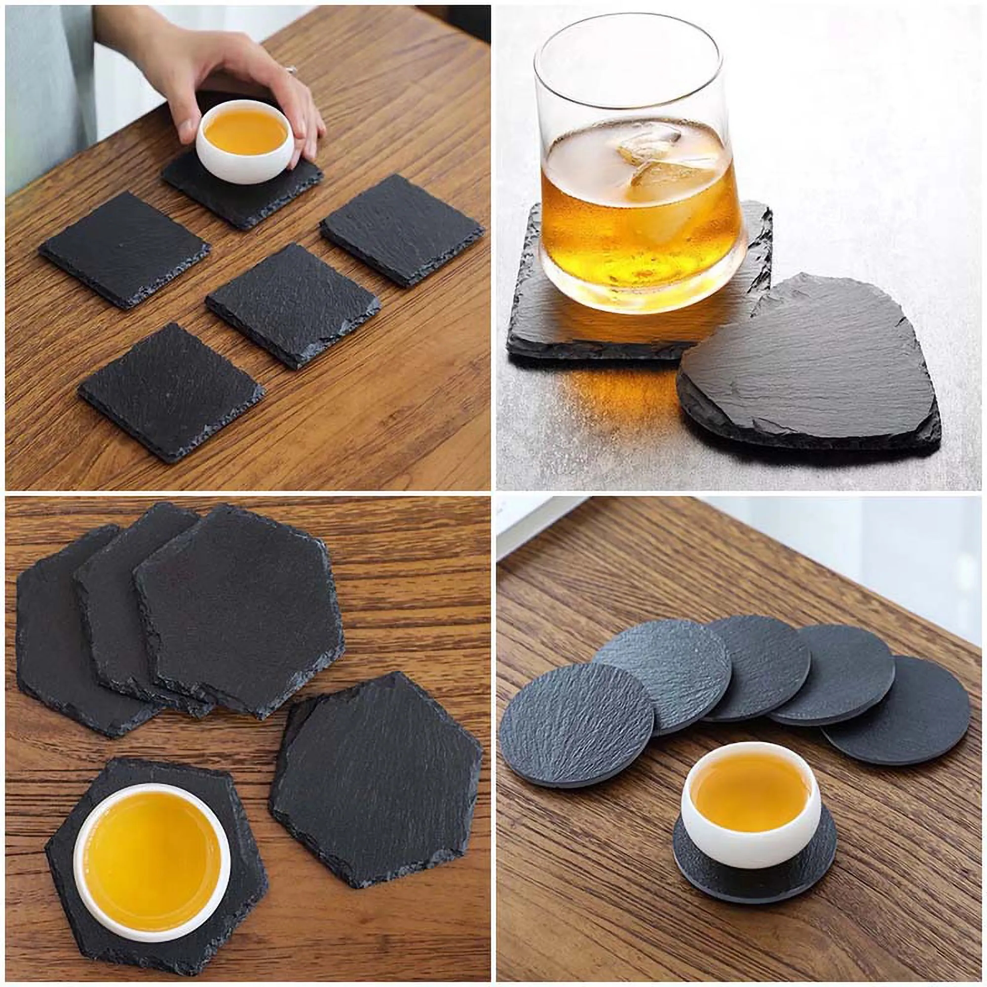 Natural Stone slate Coaster Heat Resistant Laser Engraving 3