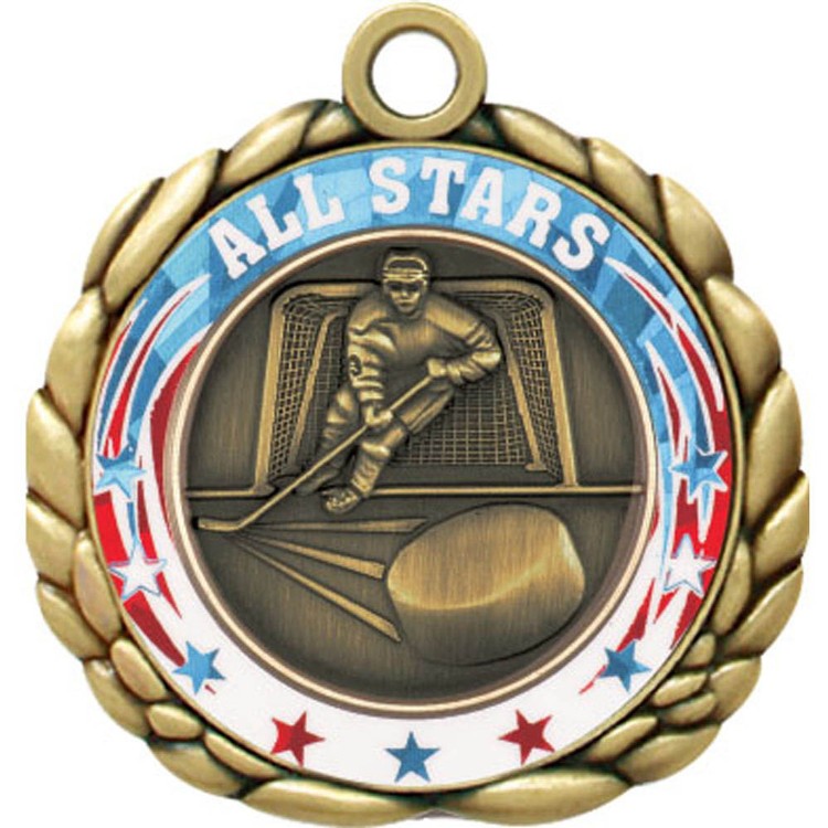 Hockey Antique Gold QCM Medallion (2-1/2") 3