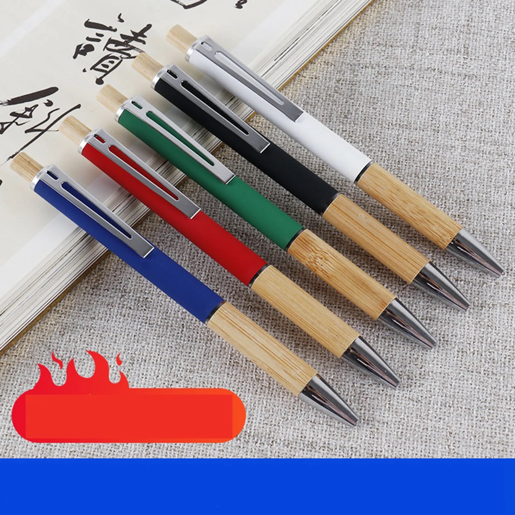 Metal Aluminum Rod Bamboo Ballpoint Pen 5