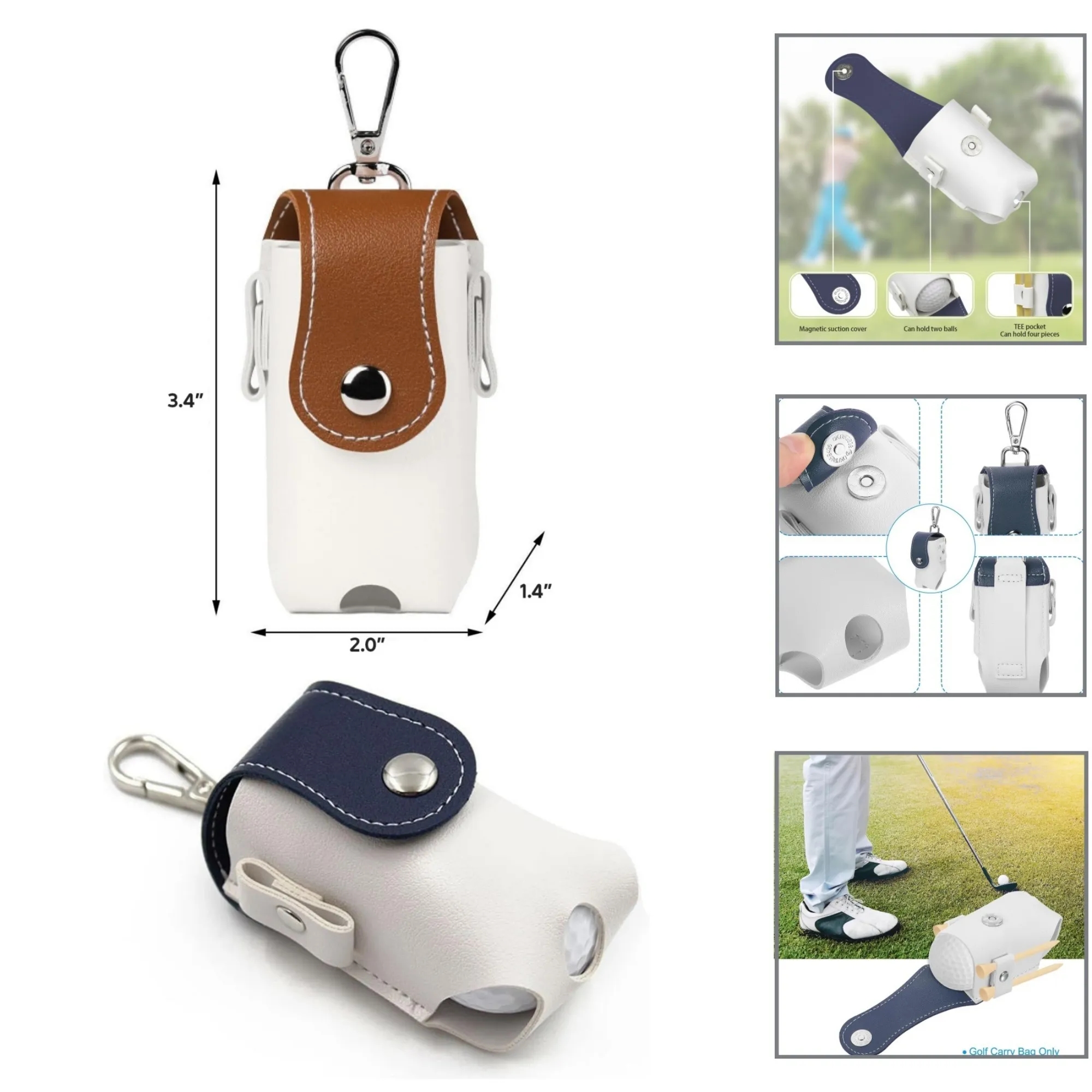 Portable PU Leather Golf Ball Bag 12