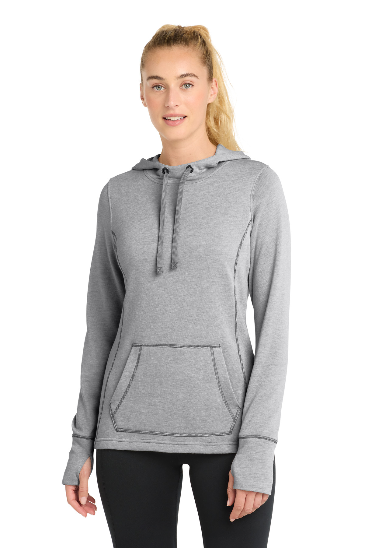 Sport-Tek Women's PosiCharge Tri-Blend Wicking Fleece Hooded Pullover. LST296, custom hoodie or sweatshirt with logo imprint 30